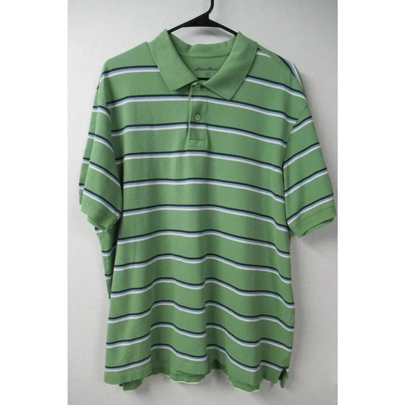 Eddie Bauer Classic Field Polo Pistachio Green Stripe Polo Shirt Men's XL - Picture 1 of 5